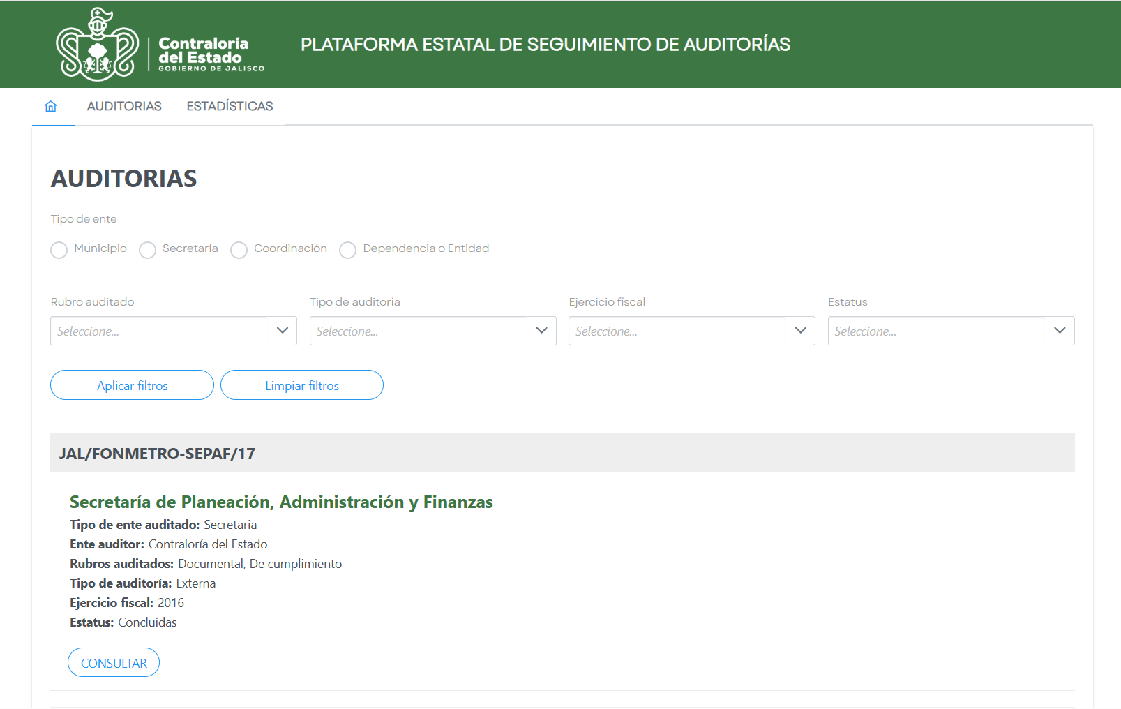 Captura de AUDITORIAS